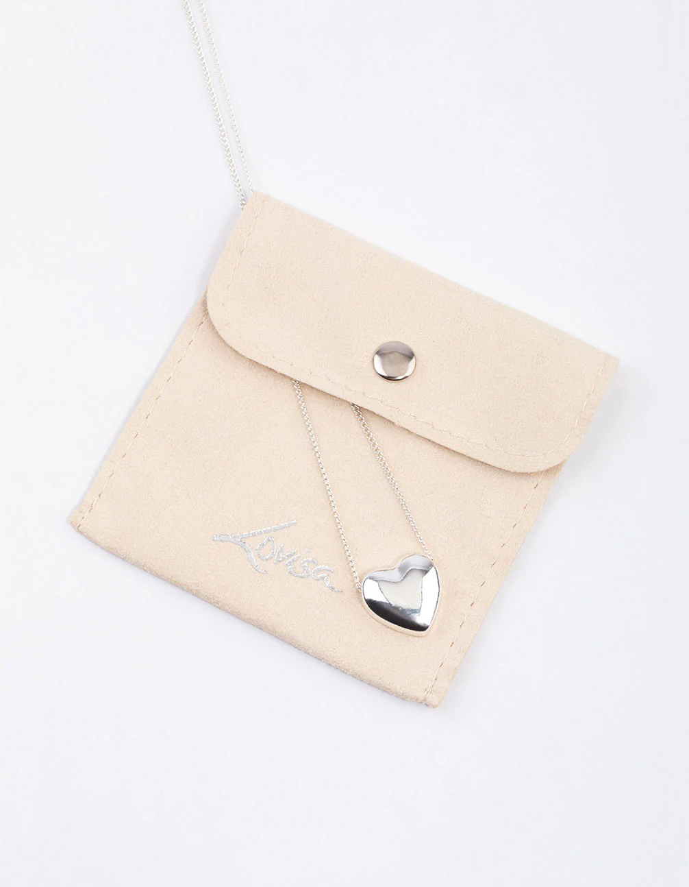 Silver Puffy Heart Necklace & Polishing Set - Image 2