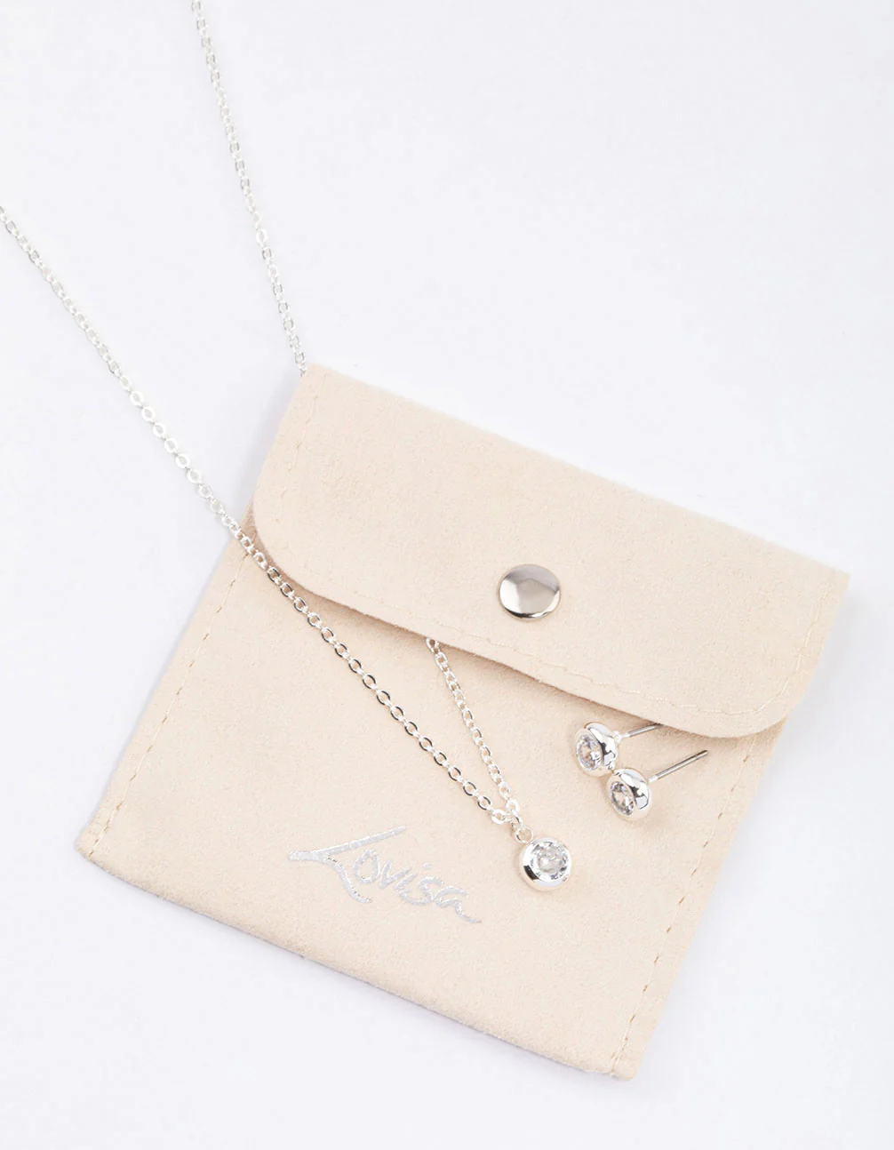 Silver Simple Diamante Drop Jewellery & Polishing Set - Image 2