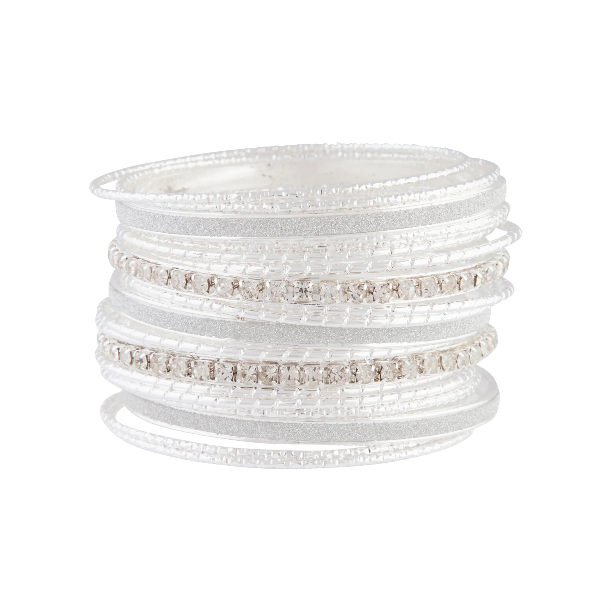 Silver Cup Chain Glitter Multi Bangle - Image 2