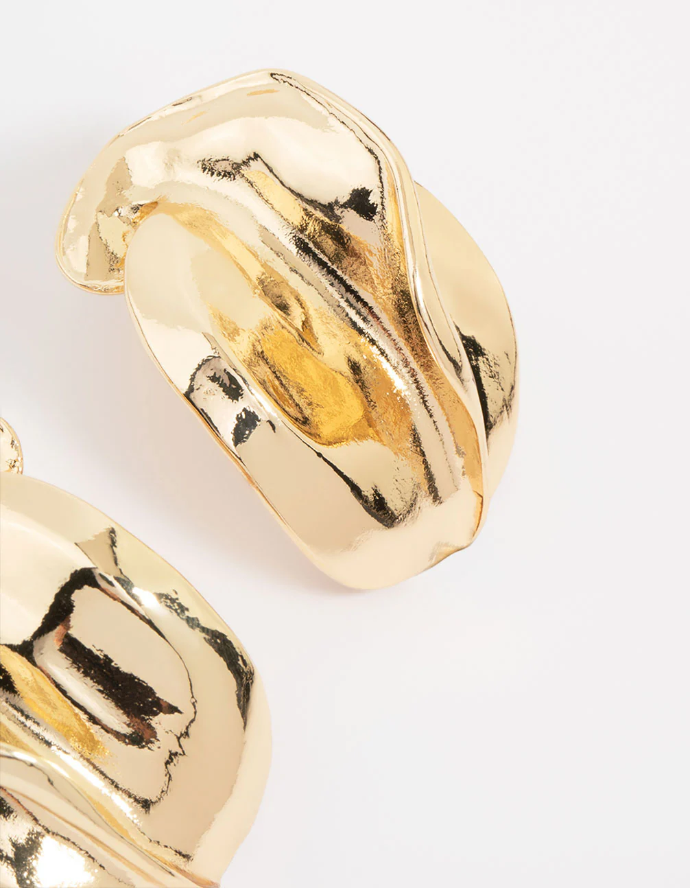 Gold Abstract Textured Stud Earrings - Image 5