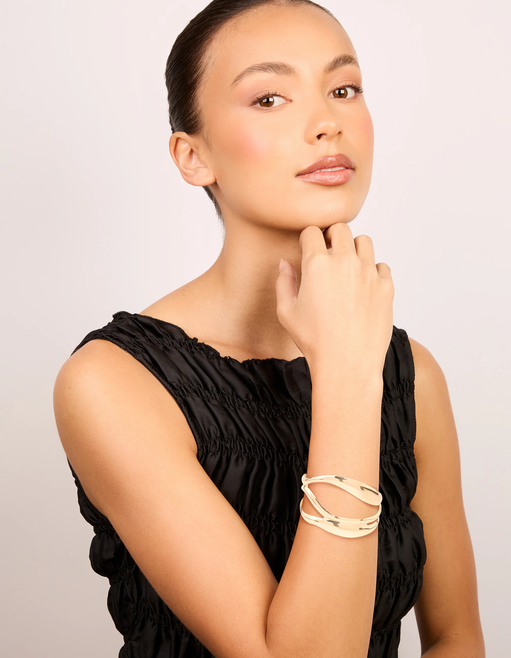 Gold Abstract Waves Wrist Cuff - Image 3
