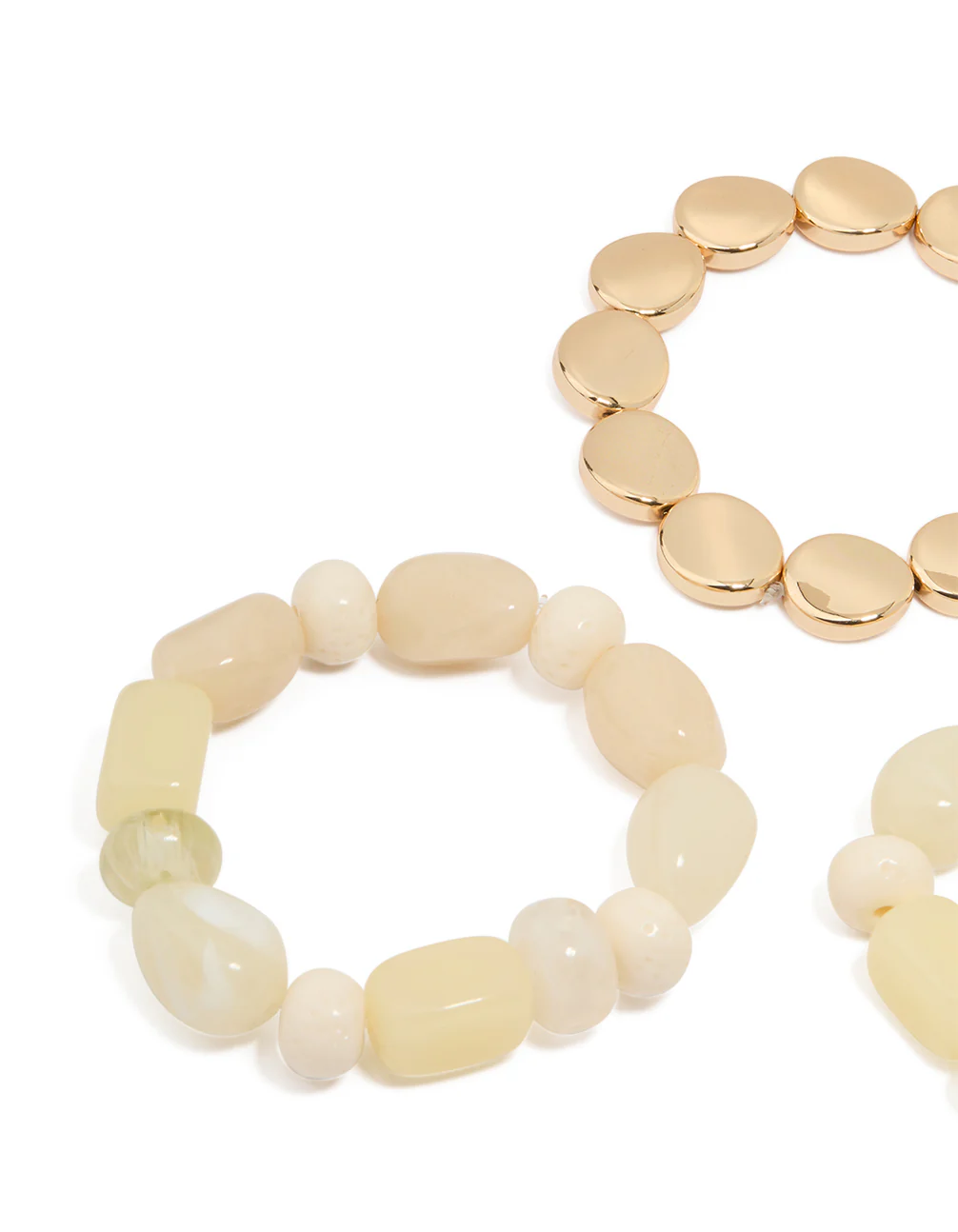 Gold & Acrylic Beaded Stretch Bracelets 3-Pack - Image 4