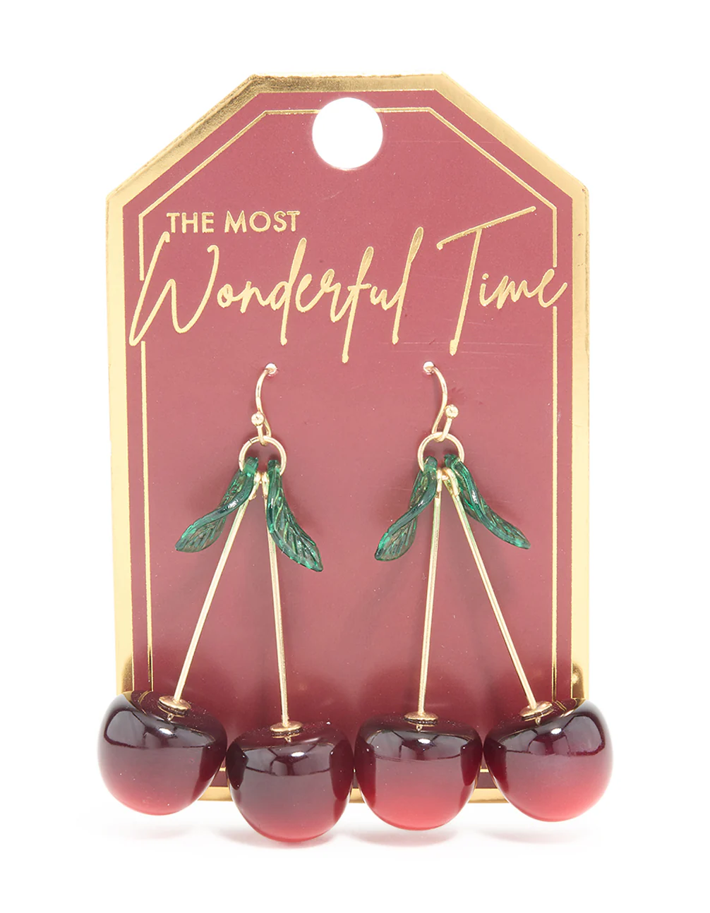 Gold Acrylic Cherry Drop Earrings - Image 3