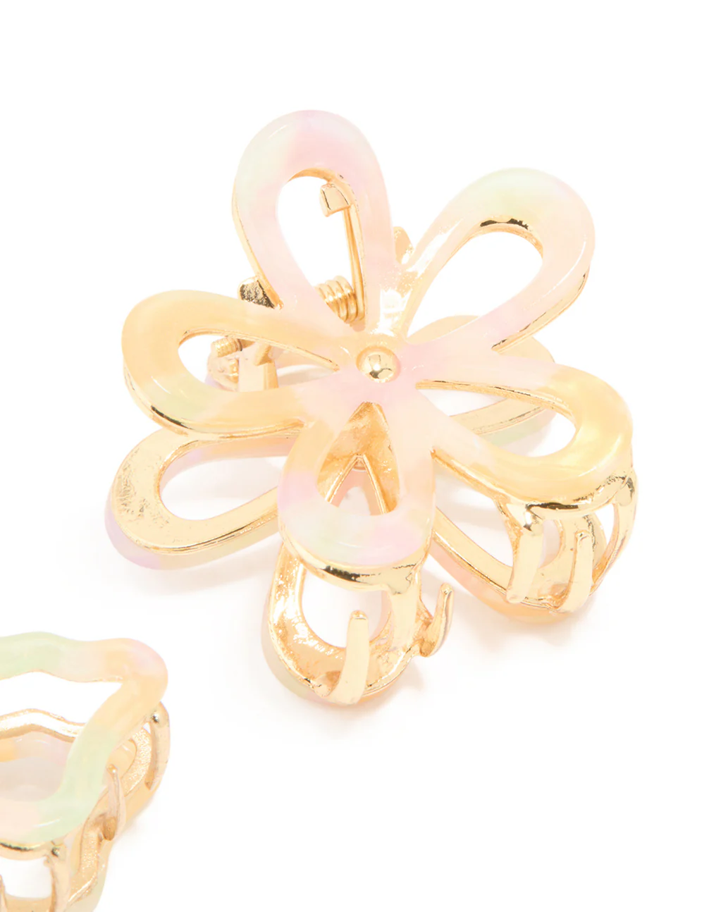 Gold Acrylic Edge Flower Claw Clips 2-Pack - Image 3
