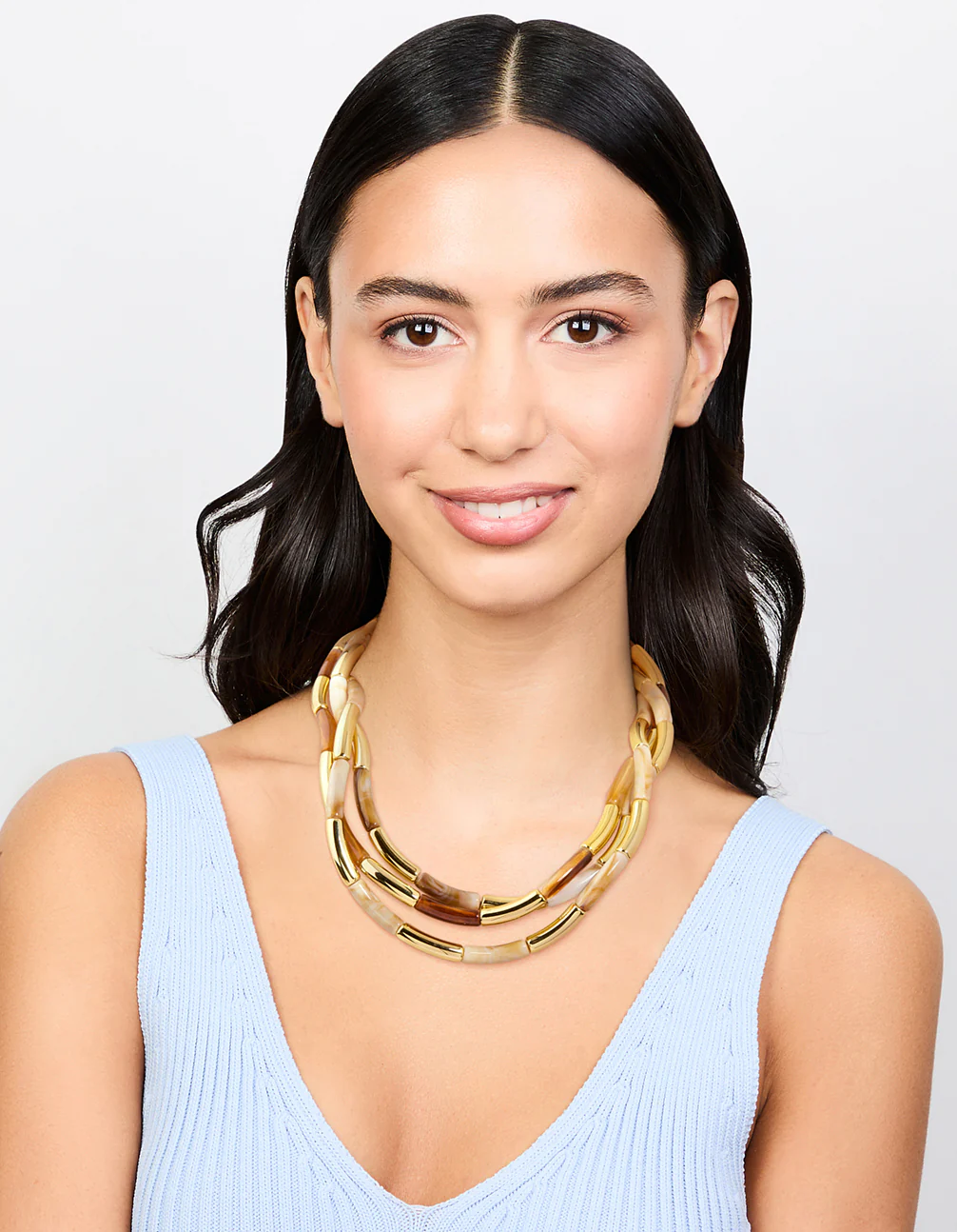 Gold & Acrylic Layered Necklace - Image 3