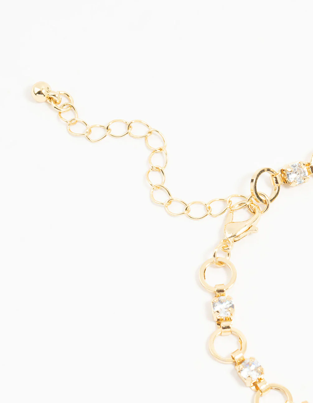 Gold Plated Brass Alternating Cubic Zirconia Round Link Bracelet - Image 3