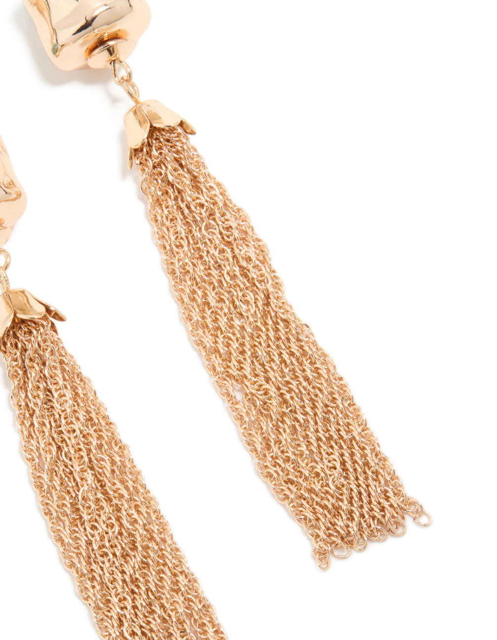 Gold Aqua Beaded Hammered Chain Drop Earrings - Image 5