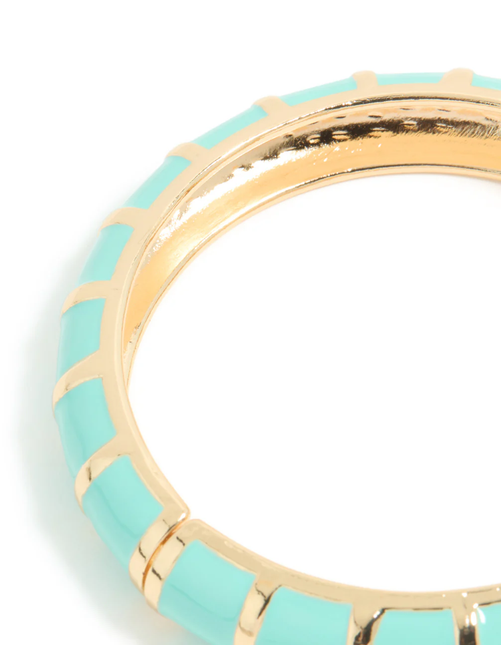 Gold Aqua Enamel Stripe Bangle - Image 4