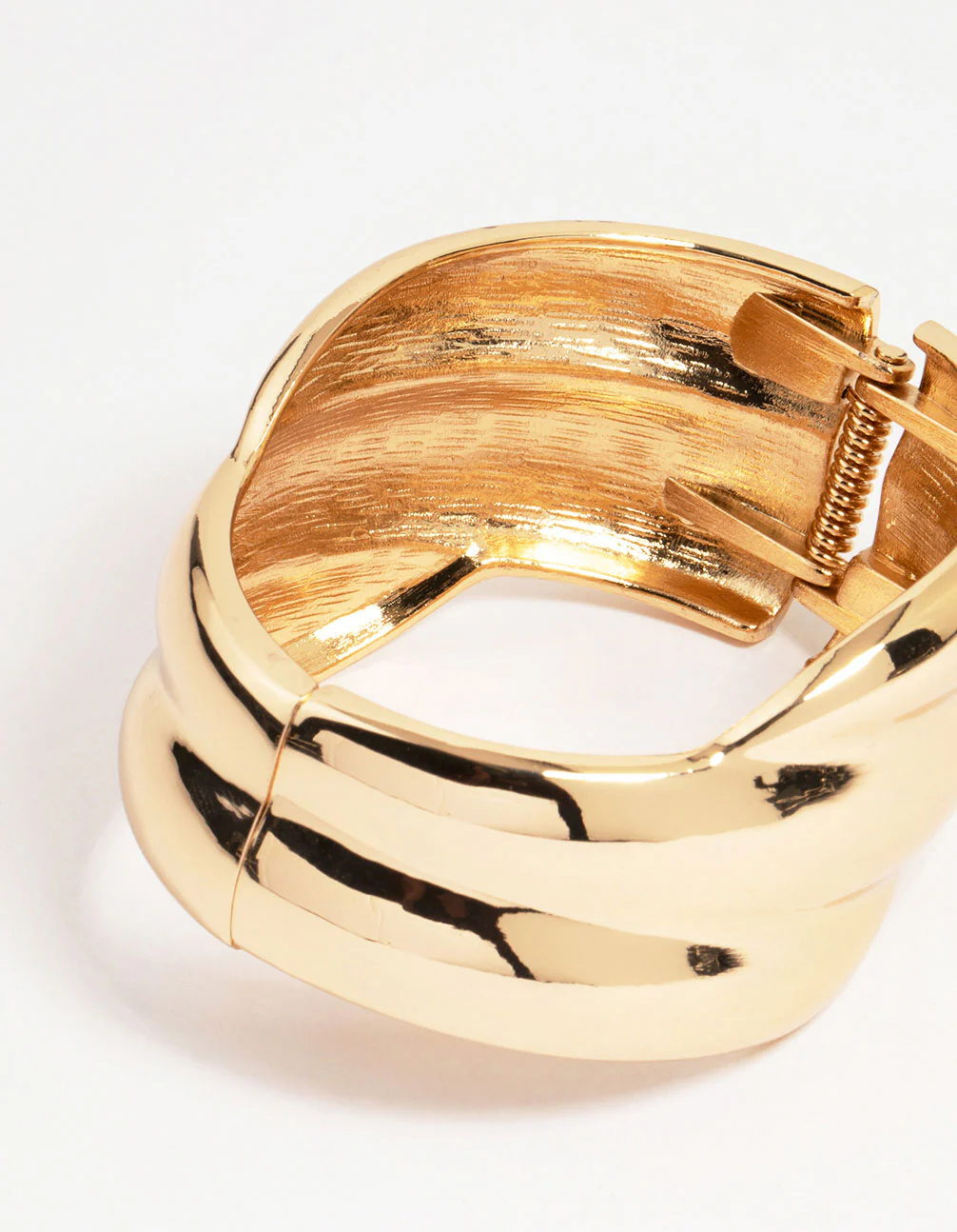 Gold Asymmetrical Ribbed Wrist Cuff - Image 3
