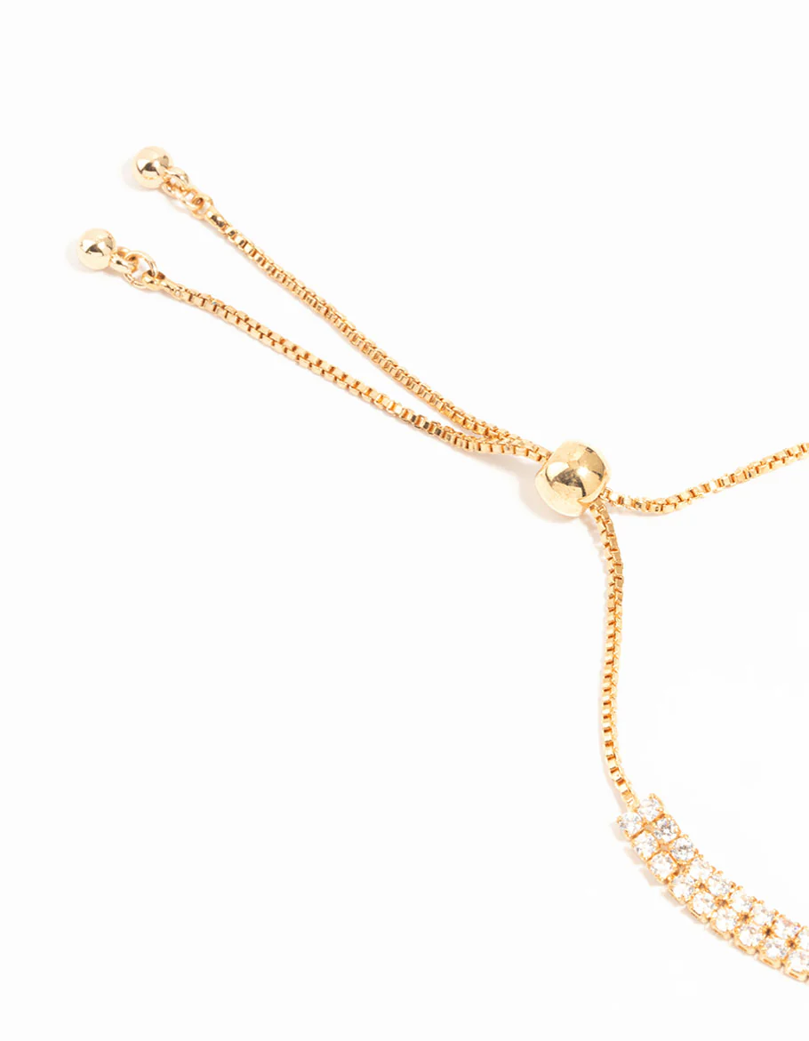 Gold Baguette Cut Green Cubic Zirconia Toggle Bracelet - Image 3