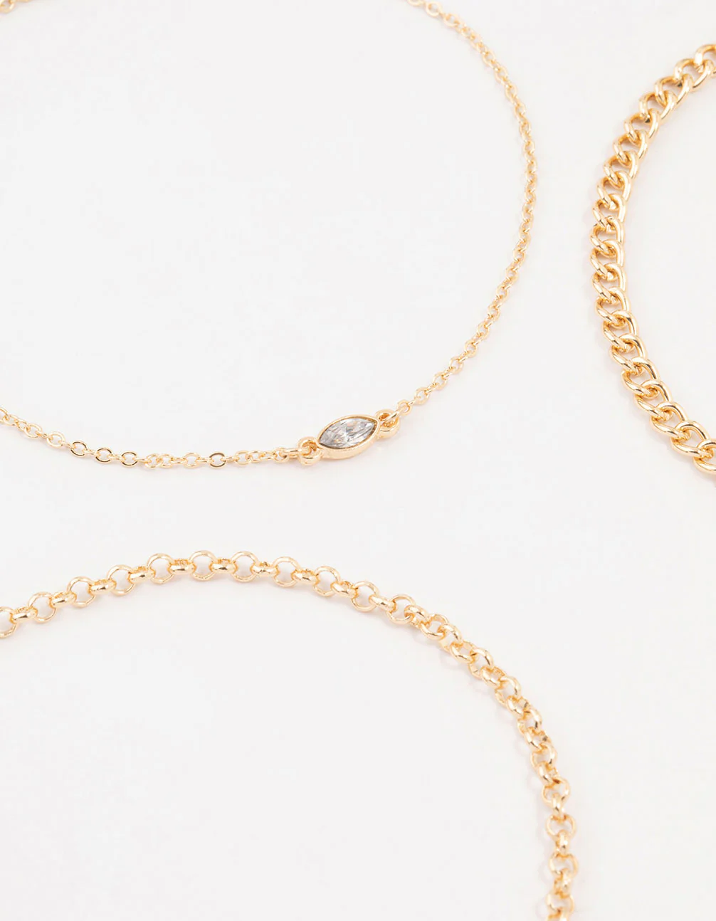 Gold Baguette Drop Anklets 3-Pack - Image 2