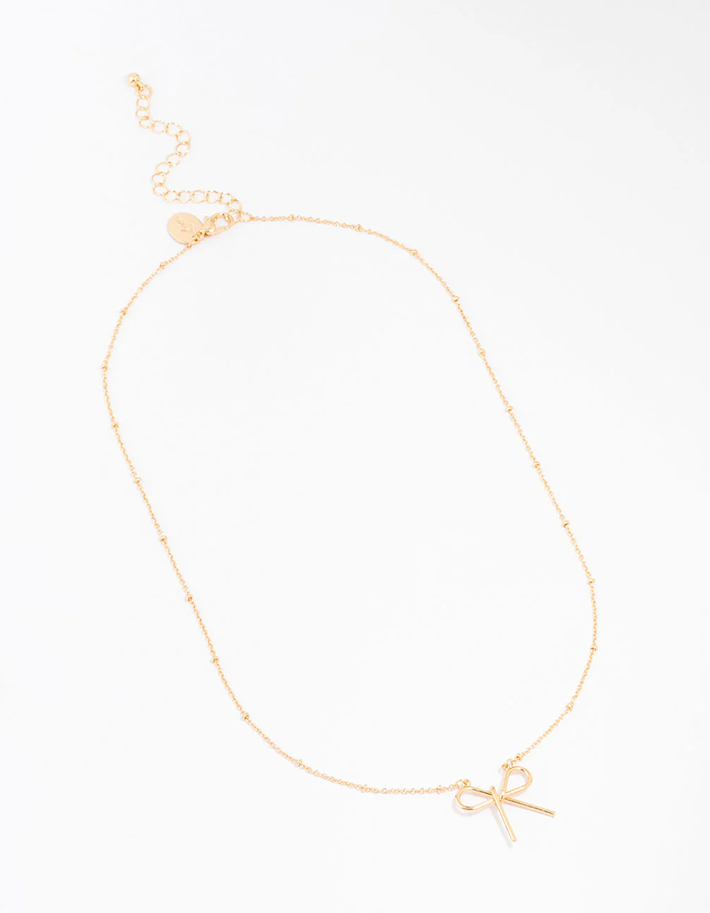 Gold Ball Chain Bow Necklace - Image 2