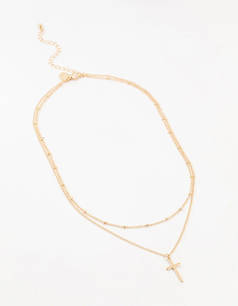 Gold Ball Chain & Cross Layered Necklace - Image 2