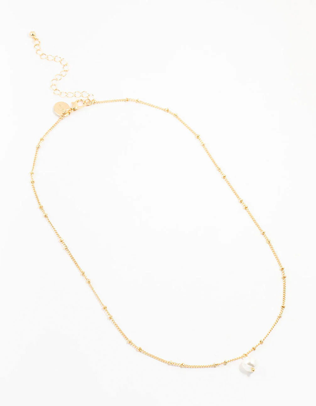 Gold Ball Chain Pearl Necklace - Image 2