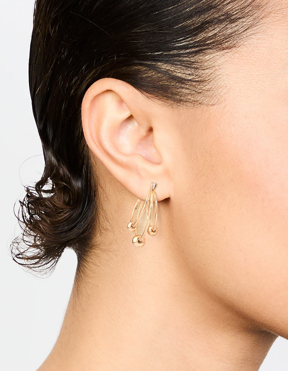 Gold Ball Hoop Earrings - Image 2