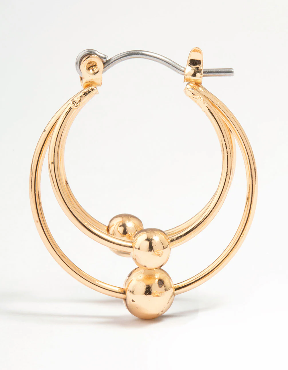 Gold Ball Hoop Earrings - Image 4