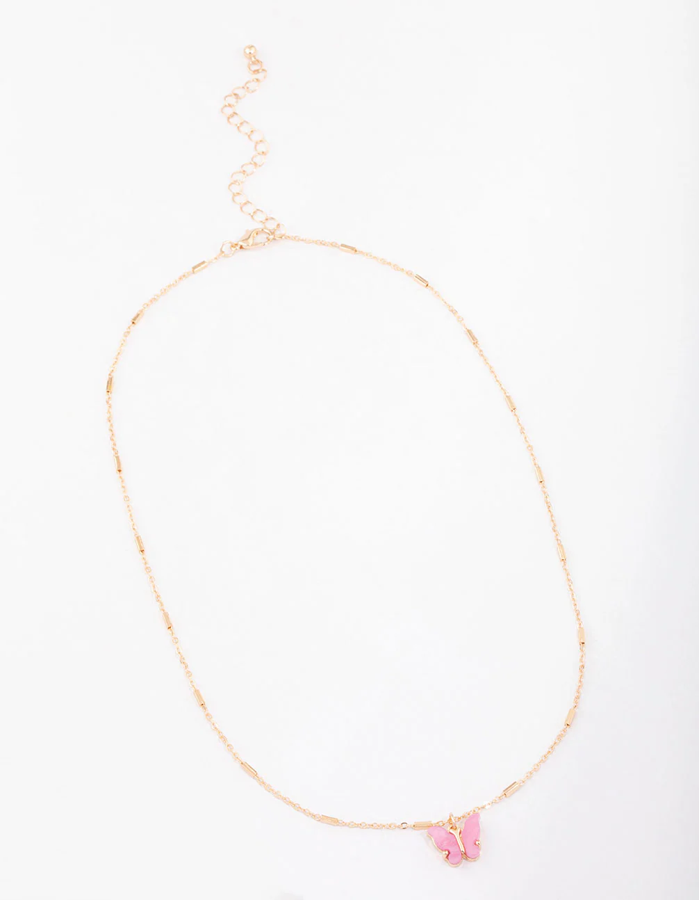 Gold Bar Chain Butterfly Short Necklace - Image 2