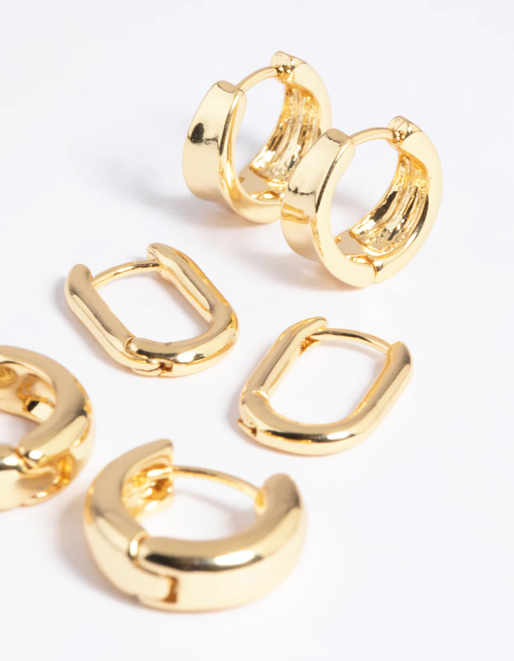 Gold Plated Basic Huggie Earrings 6-Pack - Image 10