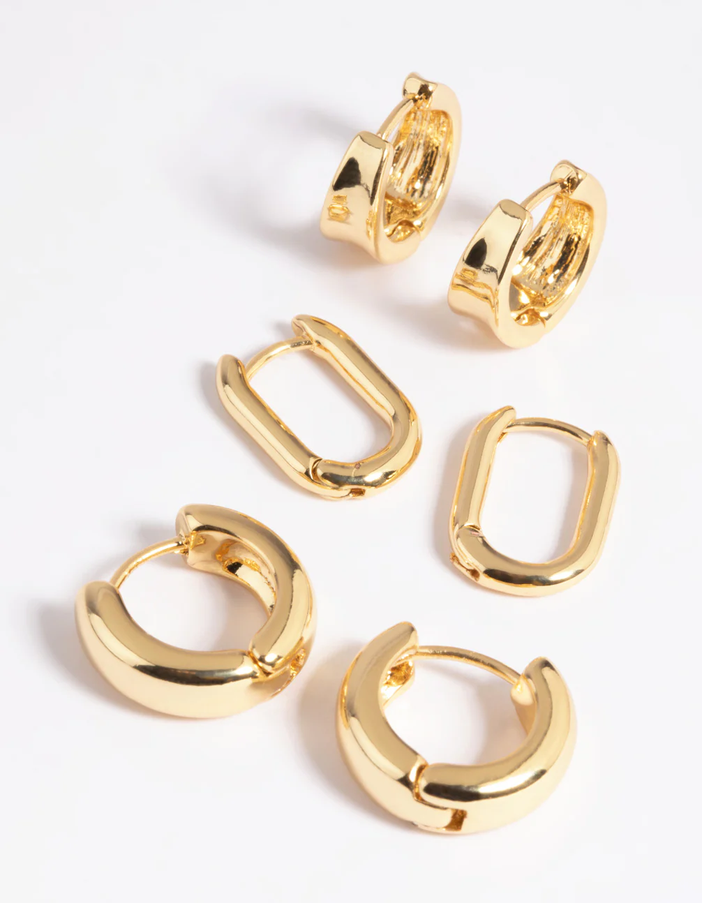 Gold Plated Basic Huggie Earrings 6-Pack - Image 6