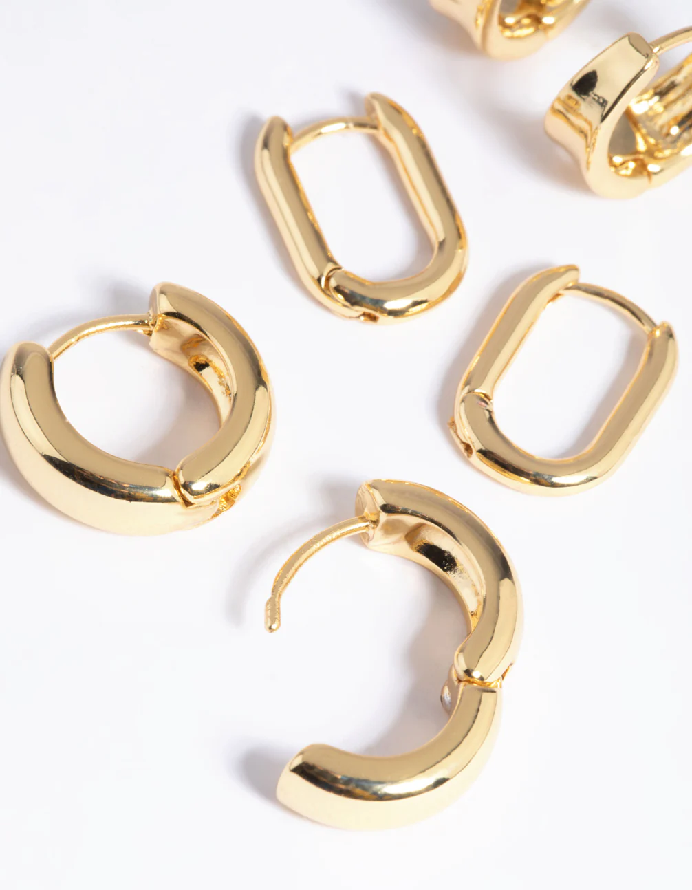 Gold Plated Basic Huggie Earrings 6-Pack - Image 8