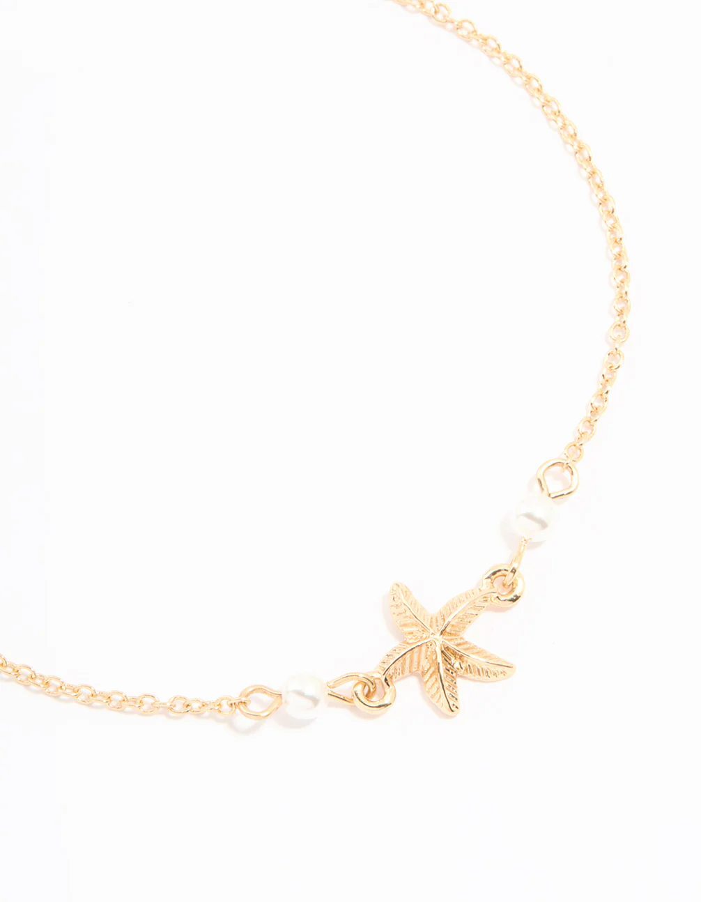 Gold Bead Shell & Tiny Starfish Anklets 2-Pack - Image 2