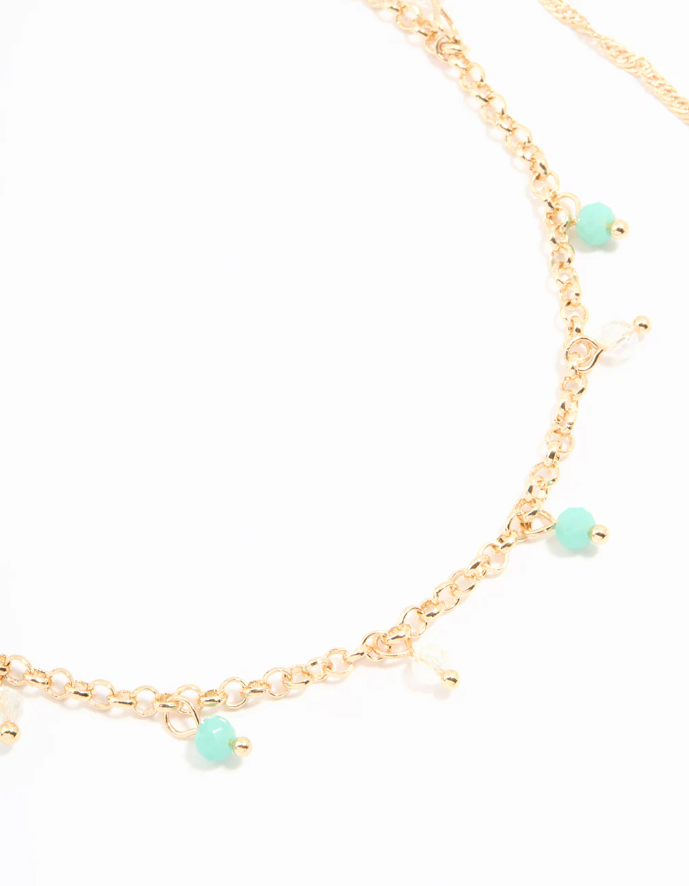 Gold Beaded & Chain Anklets 2-Pack - Image 2