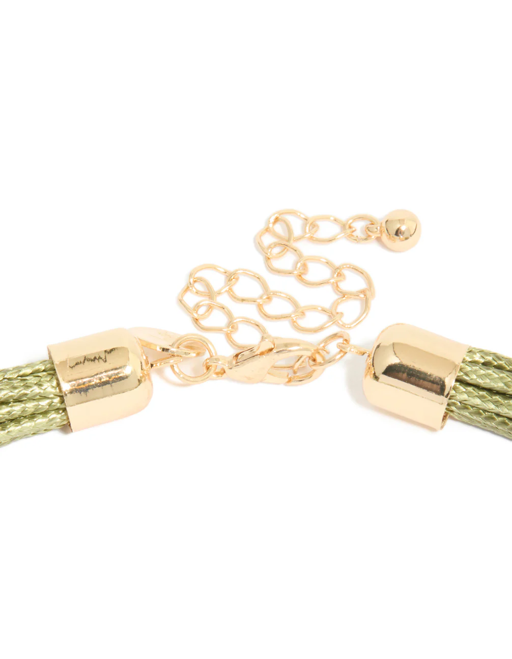 Gold Beaded & Green Corded Layered Necklace - Image 3