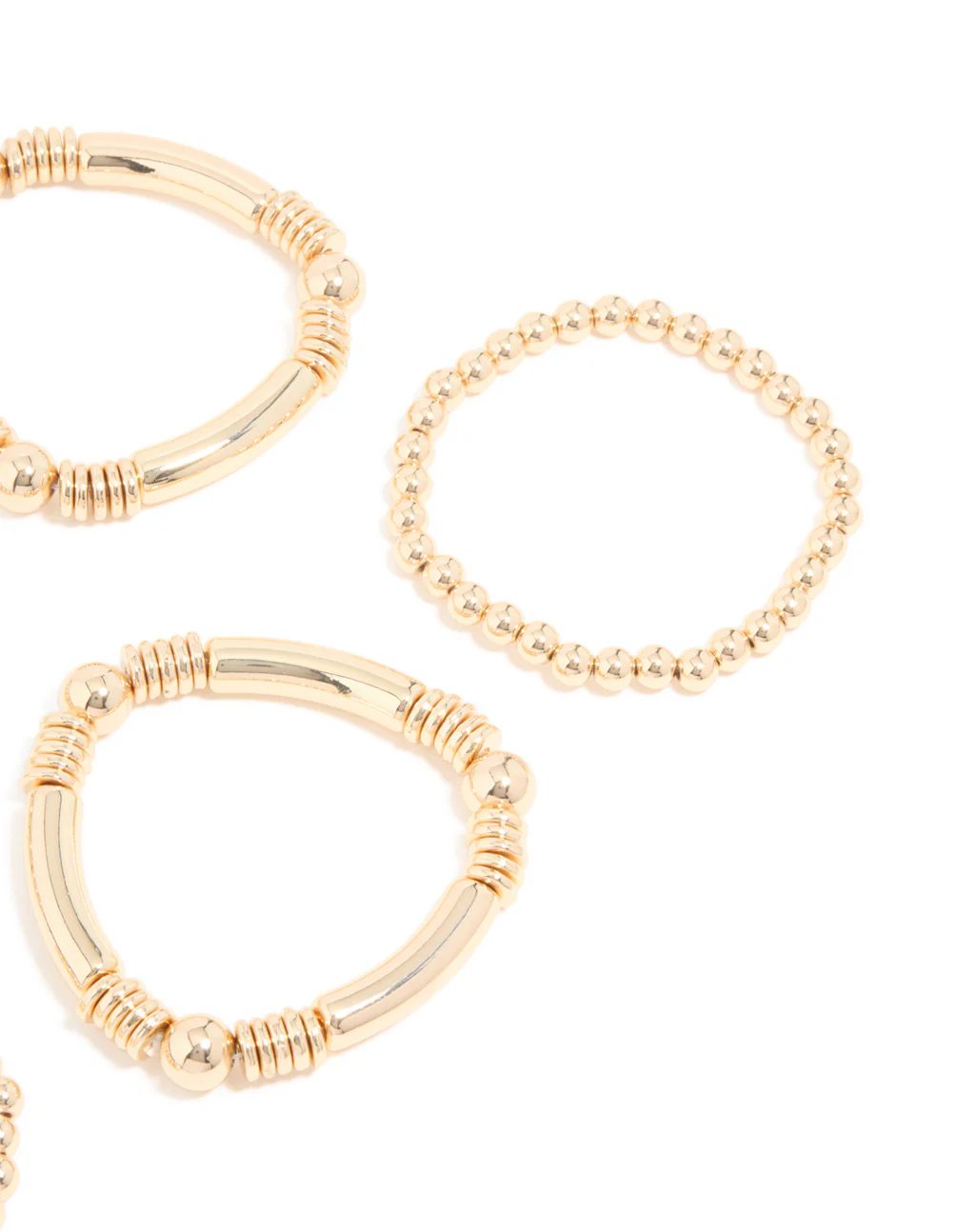 Gold Beaded Mixed Chunky Ball Stretch Bracelets 6-Pack - Image 3