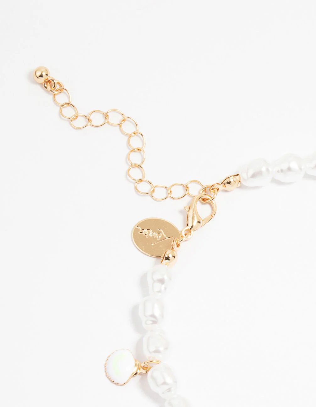 Gold Beaded Pearl Sea Charm Anklet - Image 3