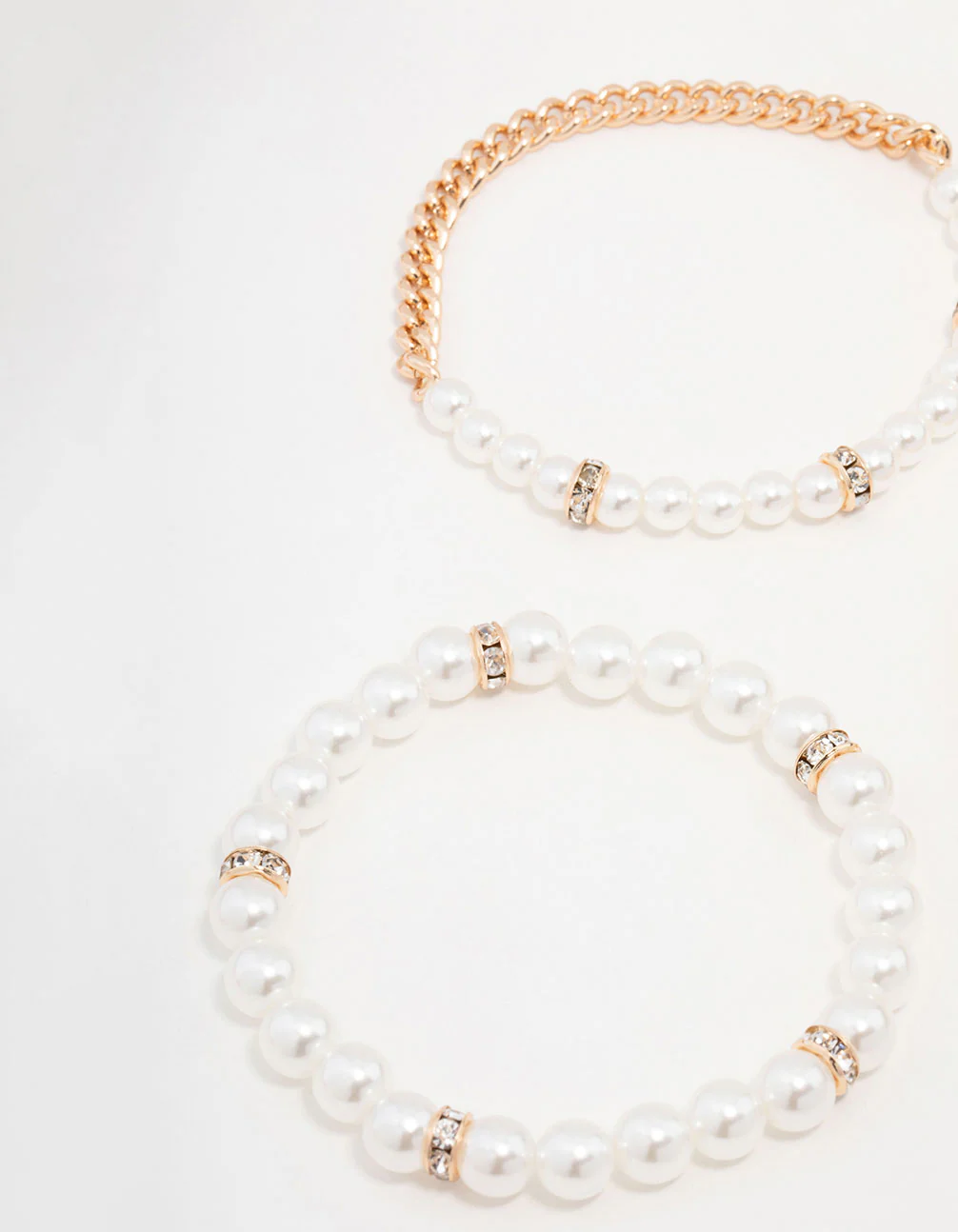 Gold Beaded Pearl Stretch Bracelet Pack - Image 3