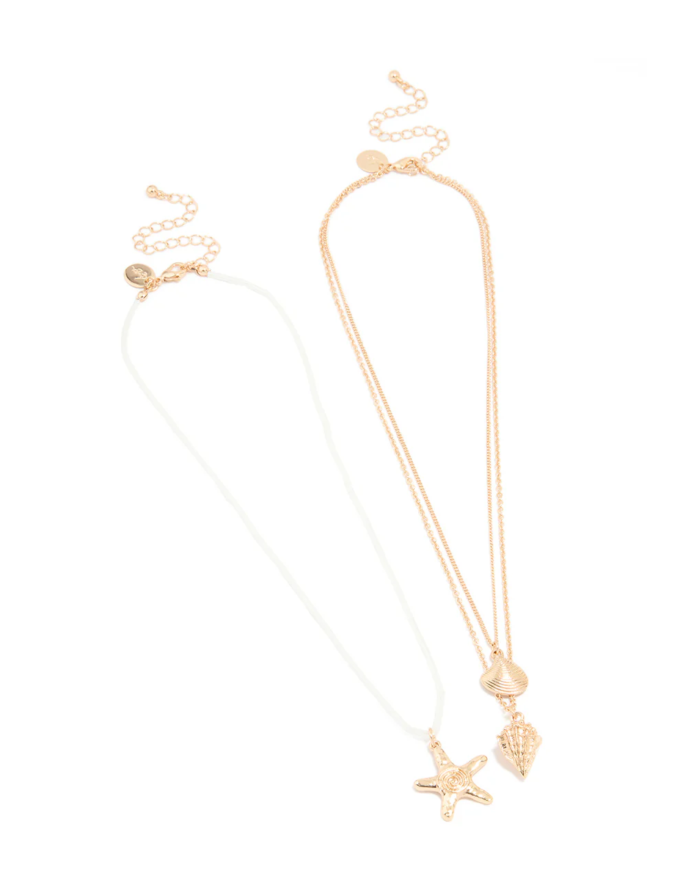 Gold Beaded Sea Star & Sea Charm Layered Necklace Set - Image 2