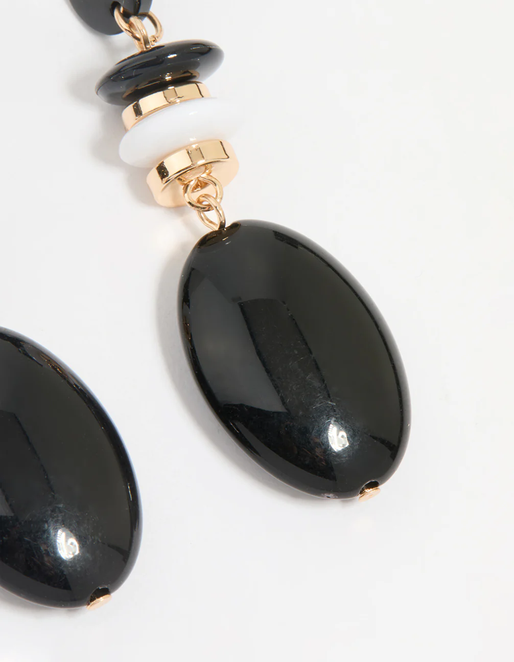 Gold Black Beaded Drop Earrings - Image 5