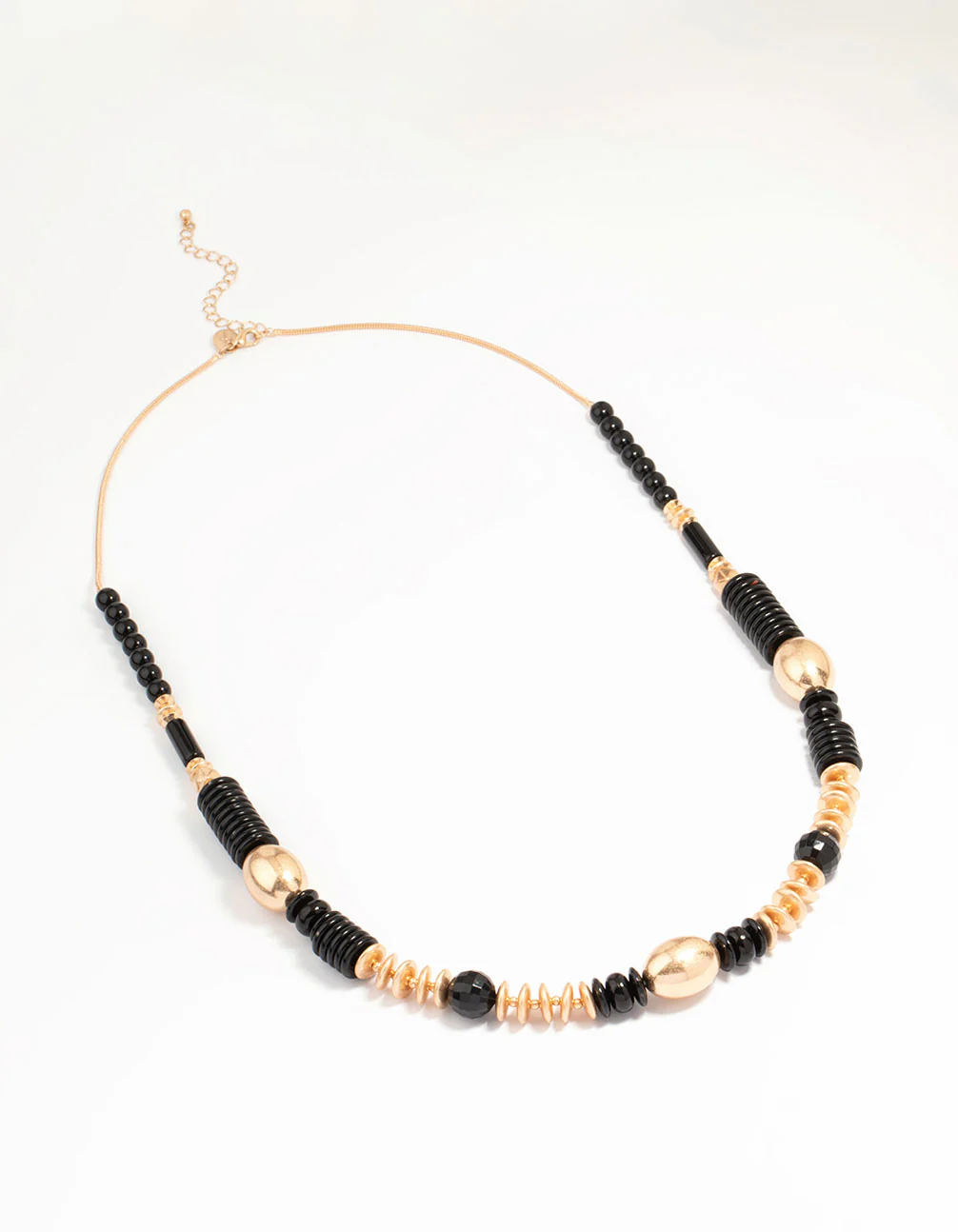 Gold & Black Beaded Layered Necklace - Image 2