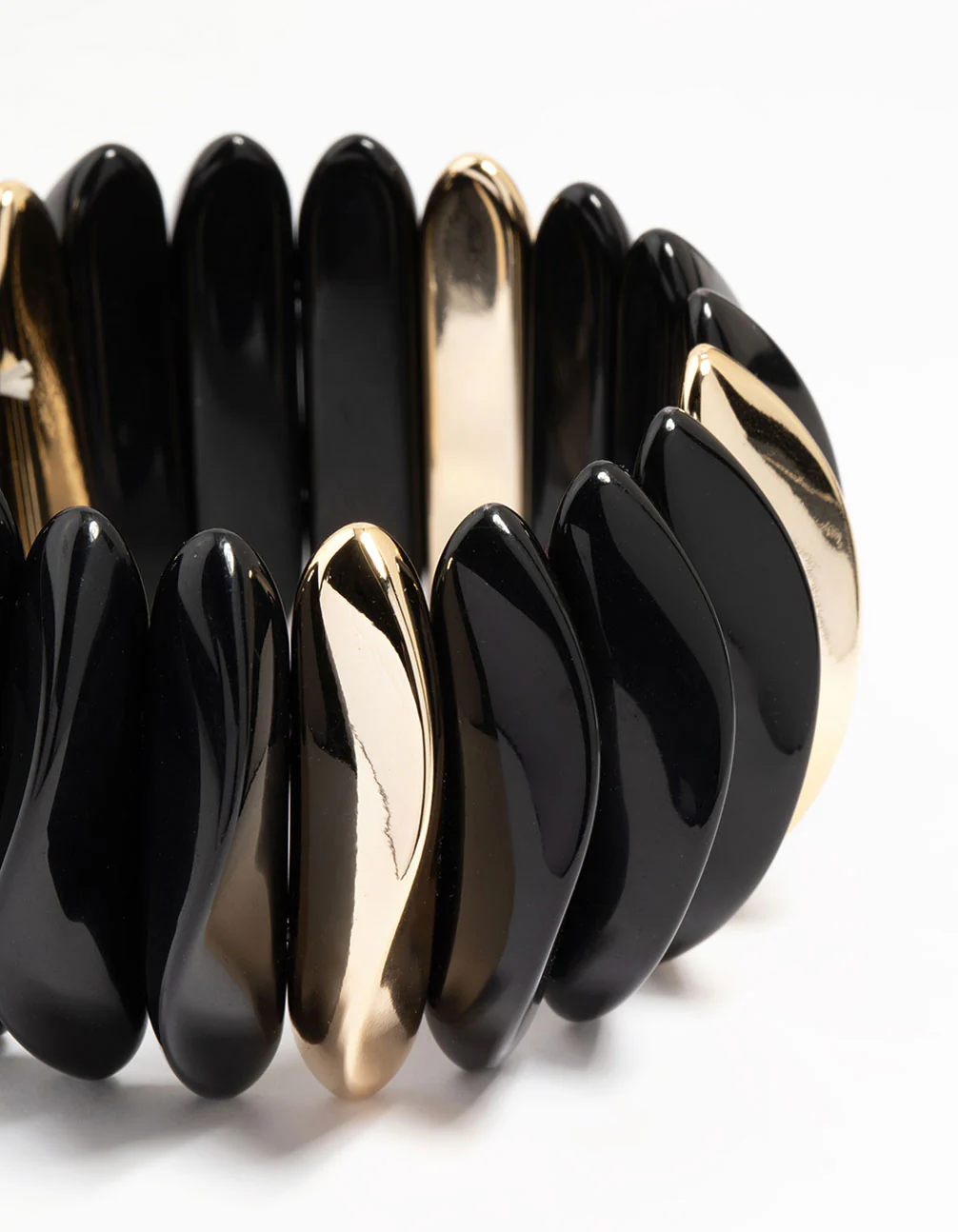 Gold & Black Beaded Stretch Bracelet - Image 2