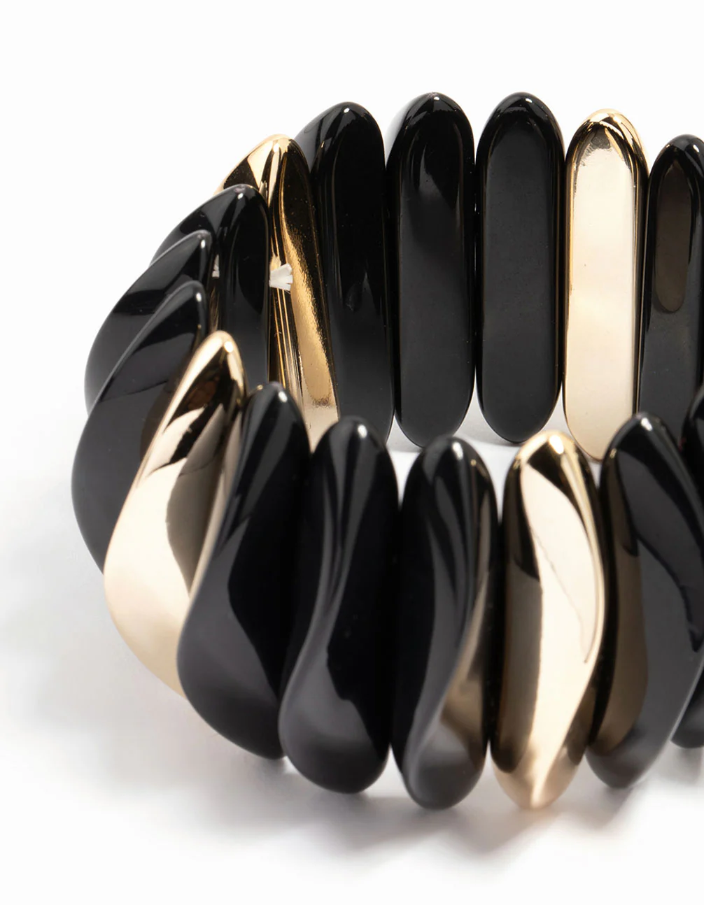 Gold & Black Beaded Stretch Bracelet - Image 3