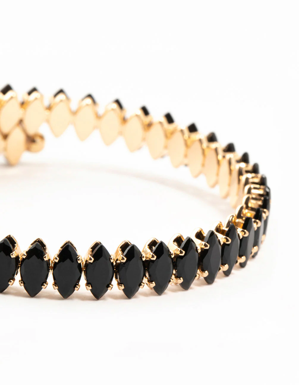Gold & Black Diamante Stretched Wrapped Wrist Cuff - Image 2