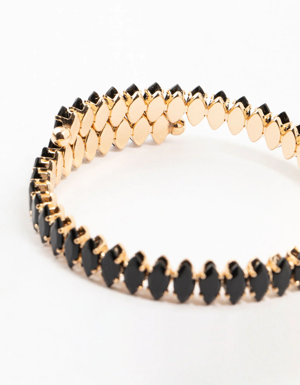 Gold & Black Diamante Stretched Wrapped Wrist Cuff - Image 3
