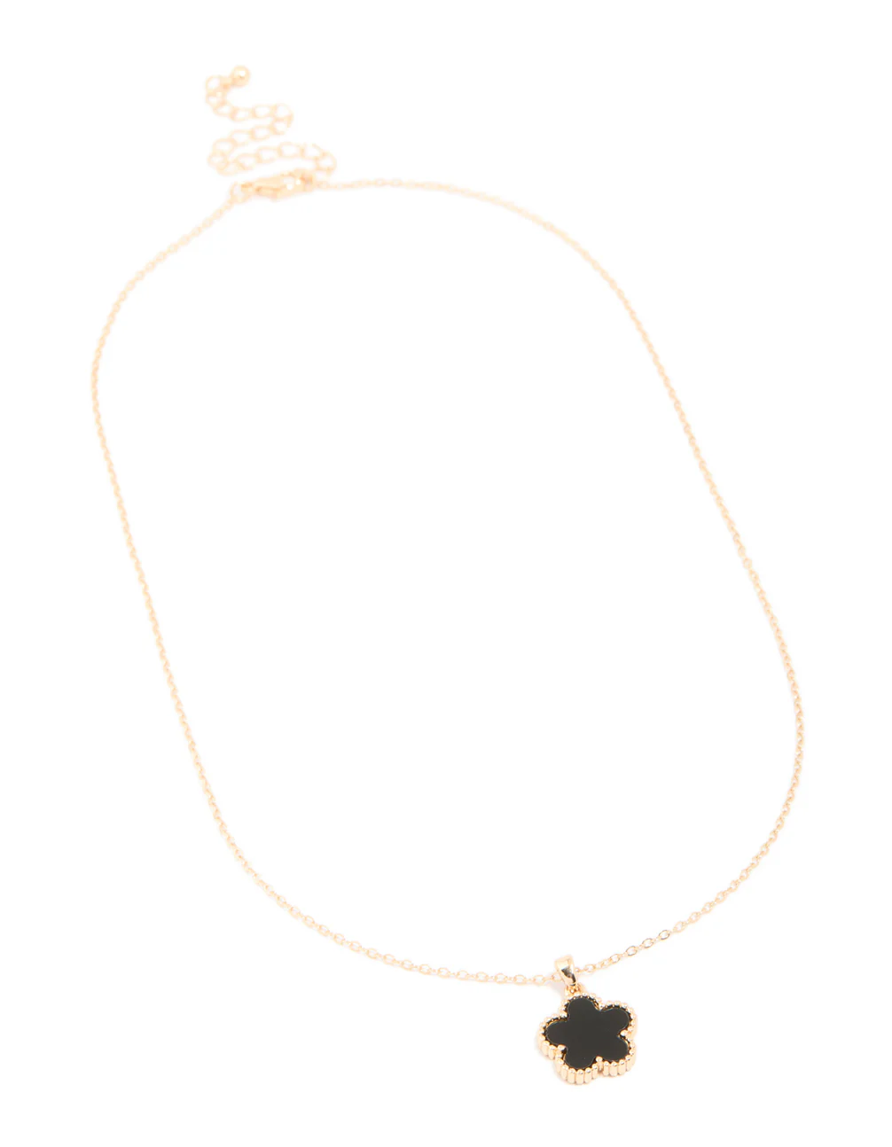 Gold Black Flower Pendant Necklace - Image 2