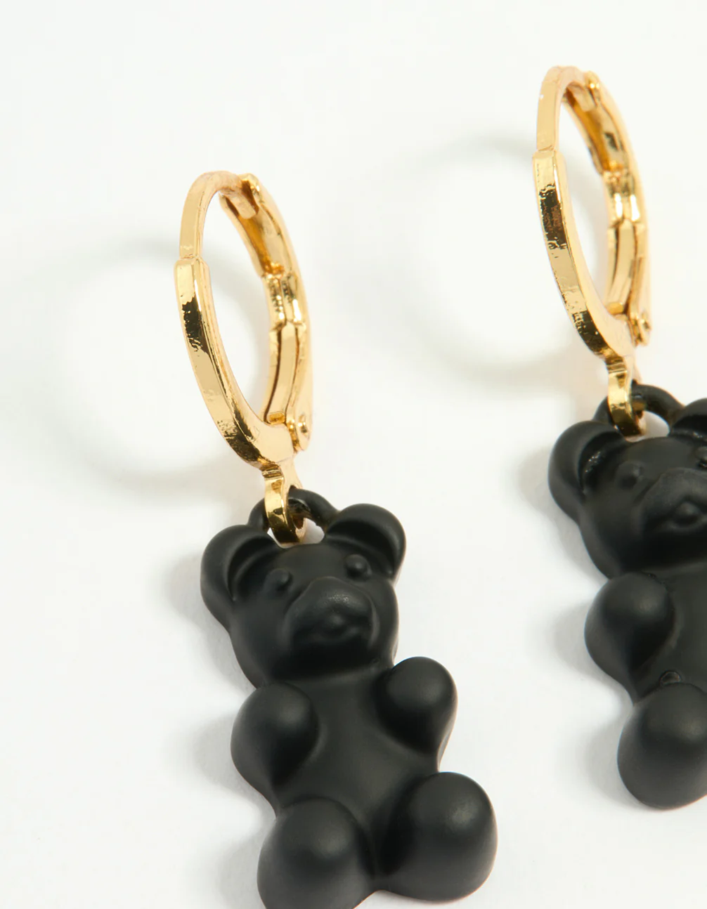 Gold Plated Black Gummy Bear Drop Earrings - Image 4