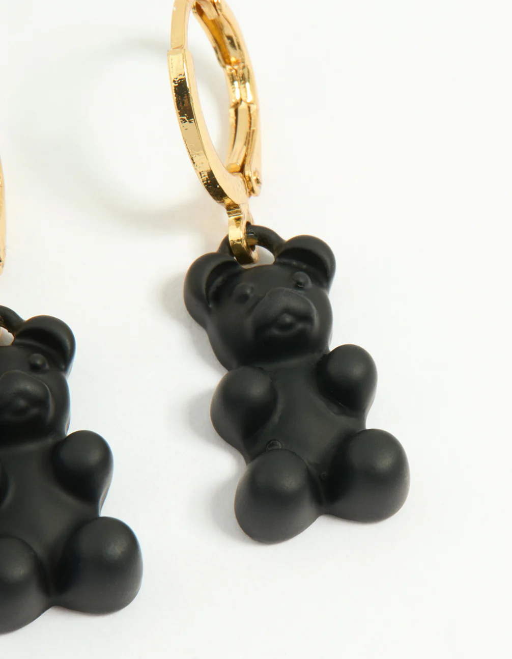 Gold Plated Black Gummy Bear Drop Earrings - Image 5
