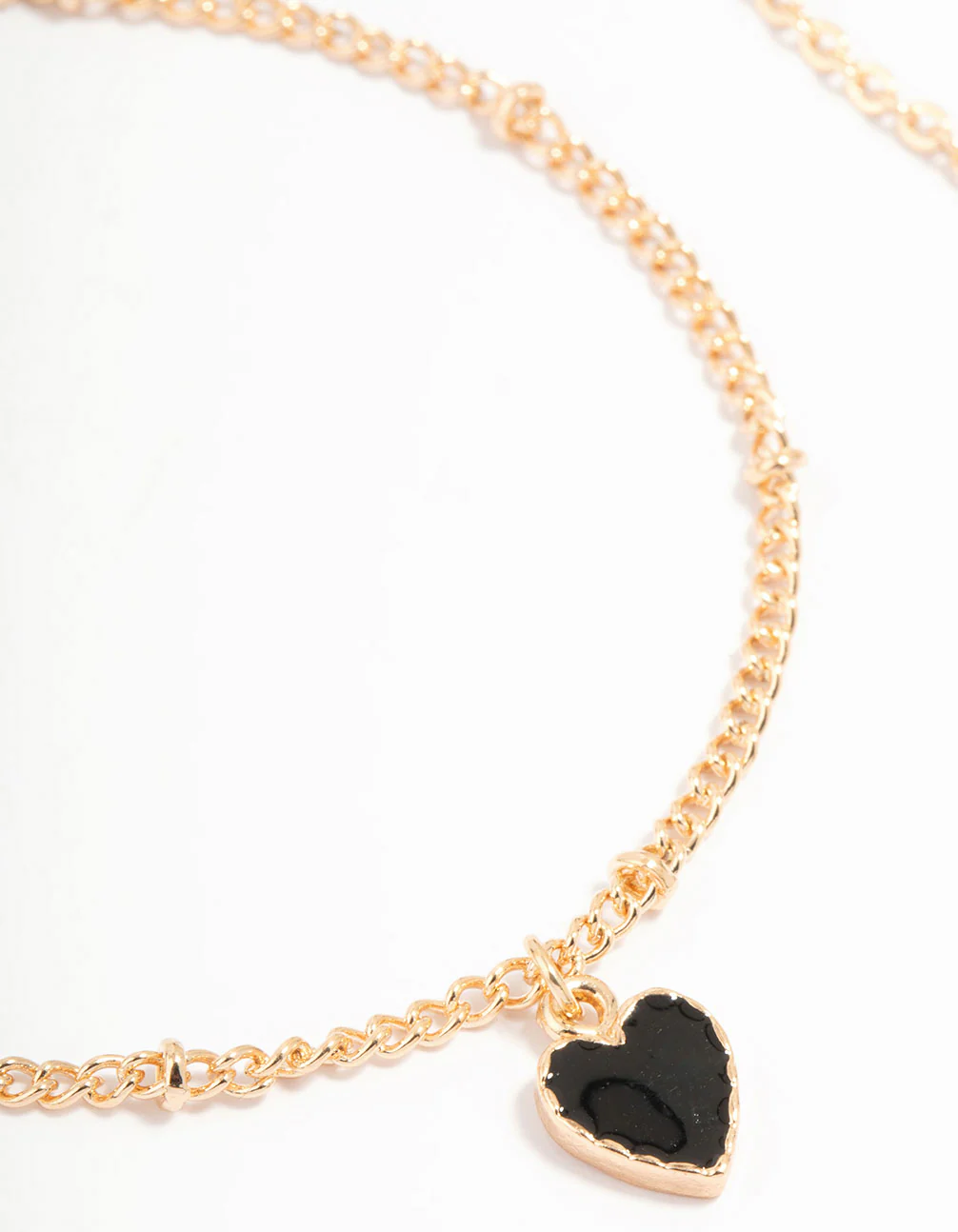 Gold Black Heart Charm Stone Bracelets 2-Pack - Image 2