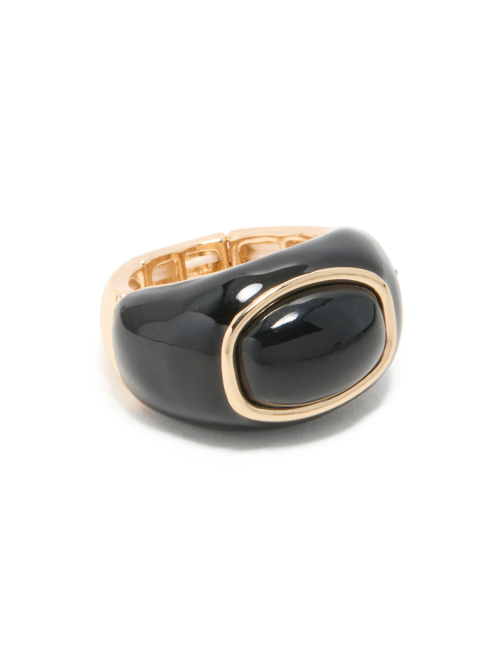 Gold & Black Modern Lined Oval Ring - Image 2
