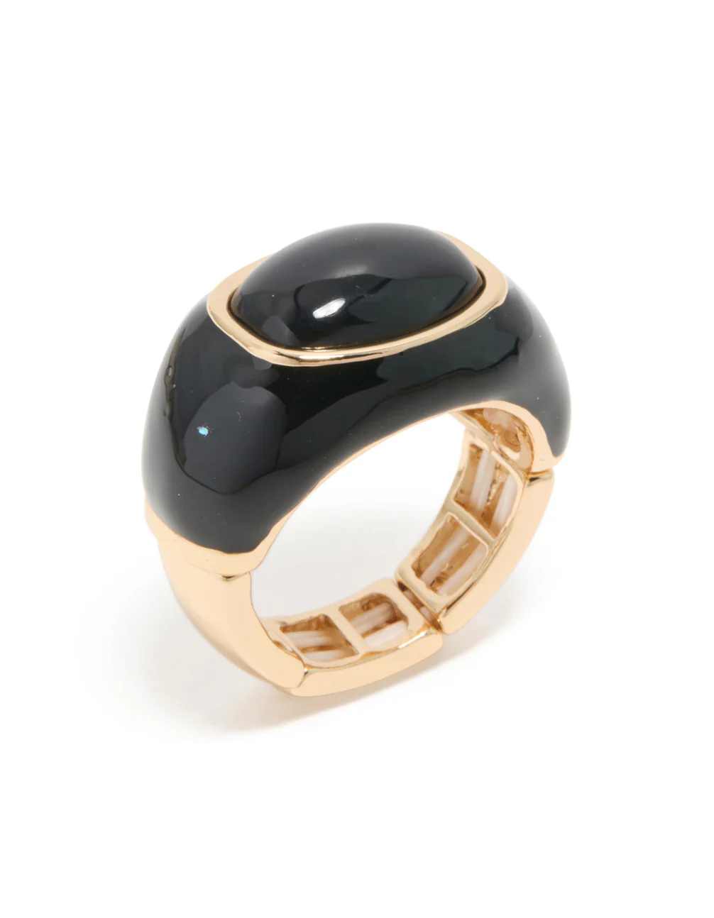 Gold & Black Modern Lined Oval Ring - Image 4