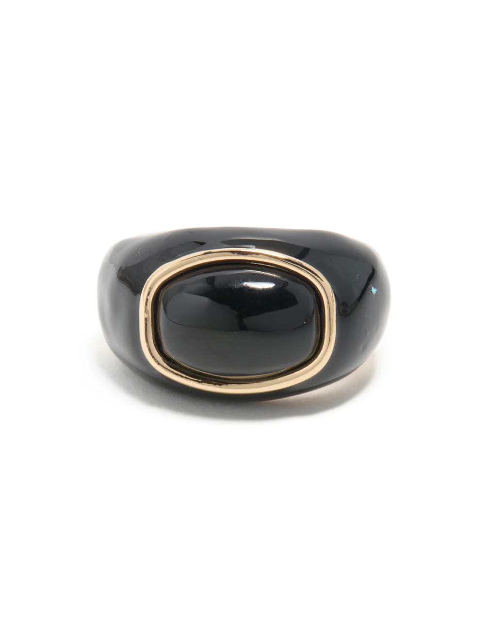 Gold & Black Modern Lined Oval Ring - Image 5