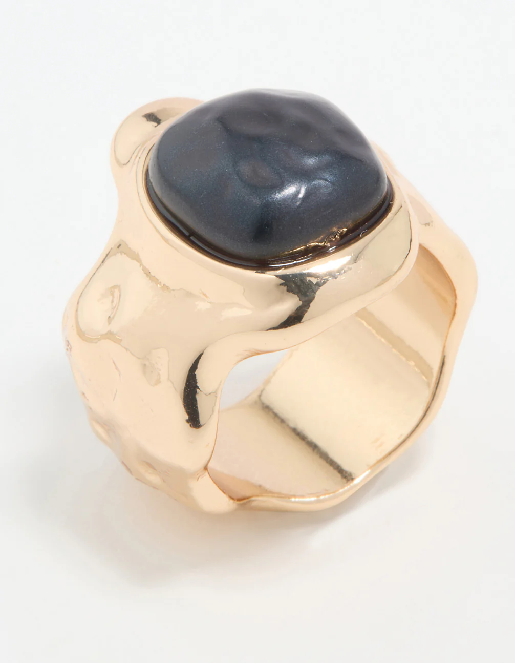 Gold Black Stone Molten Ring - Image 2