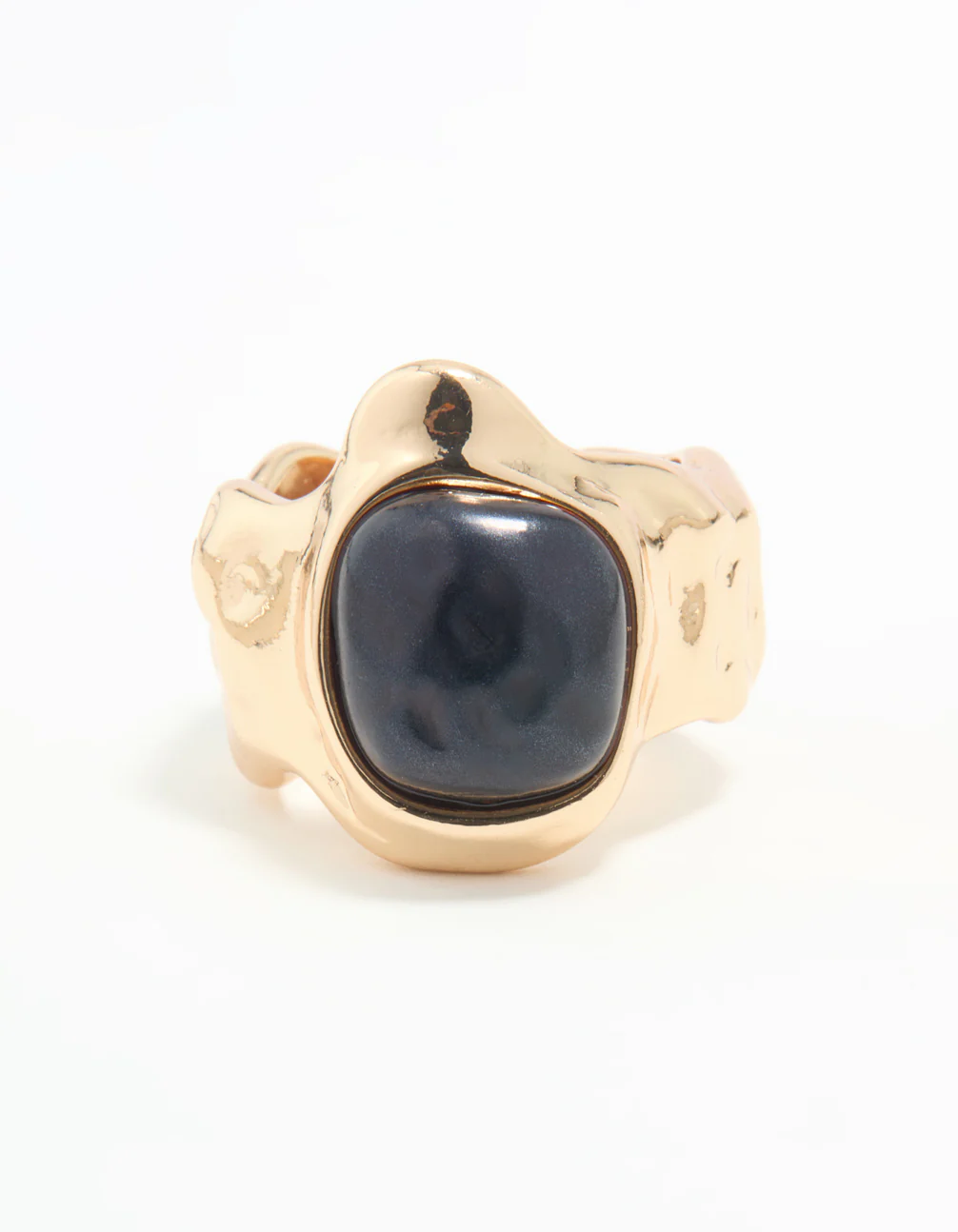 Gold Black Stone Molten Ring - Image 3