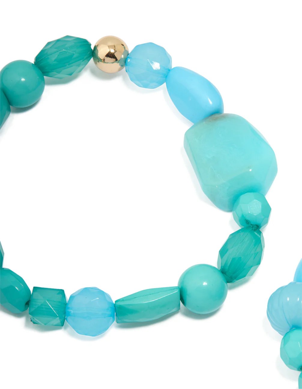 Gold Blue Beaded Stretch Bracelets 3-Pack - Image 4