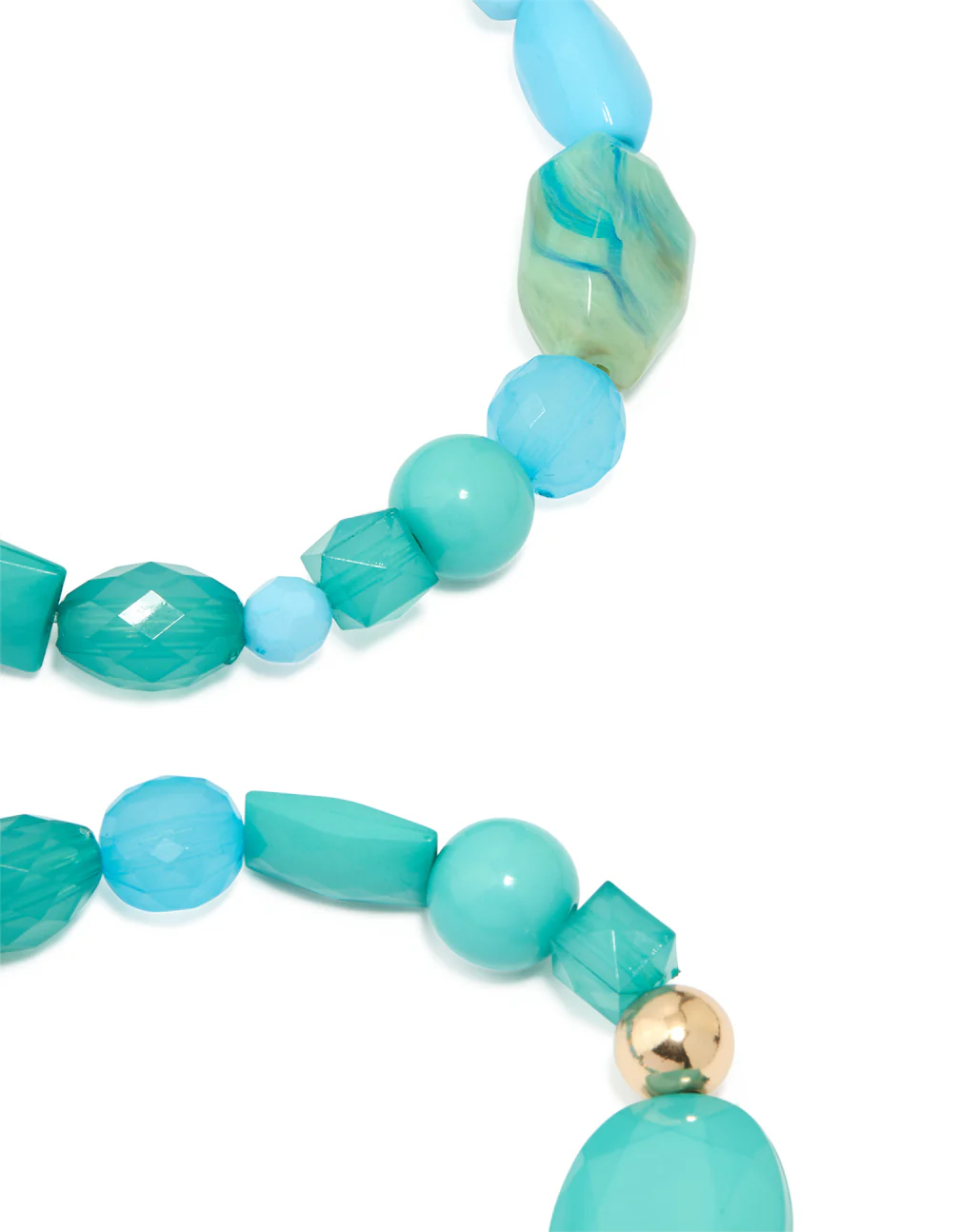 Gold Blue Beaded Stretch Bracelets 3-Pack - Image 5