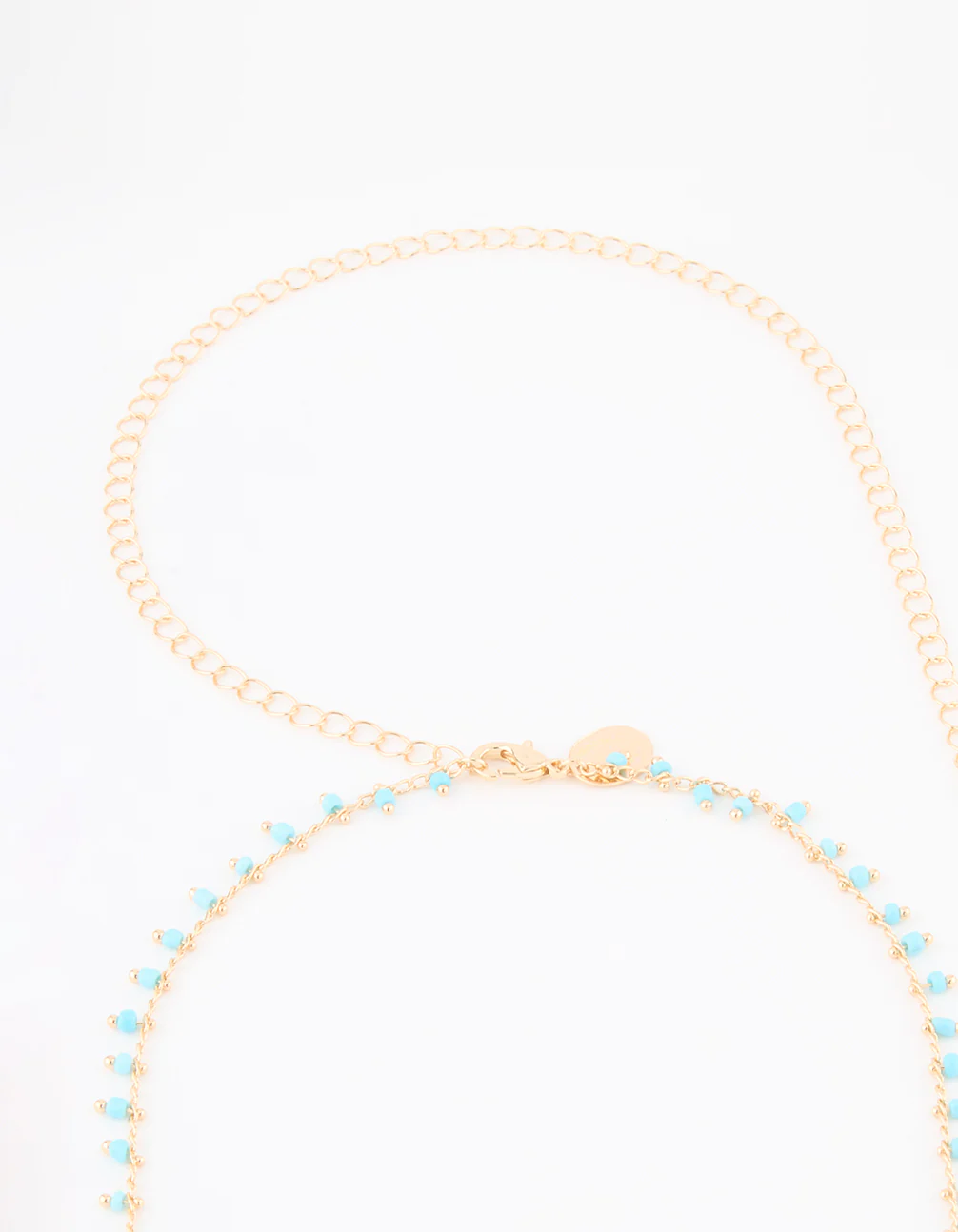 Gold Blue Beaded Waist Chain - Image 3