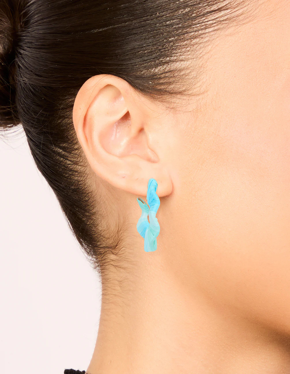 Gold Blue Movement Wrap Hoop Earrings - Image 2